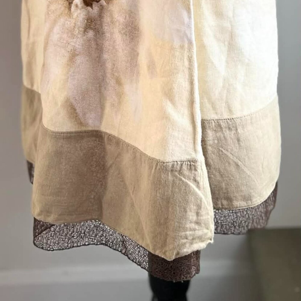 J.Jill Cream Pure Linen Botanical Print A-Line Midi Skirt w/ Sheer Hem – US SP - Picture 6 of 14